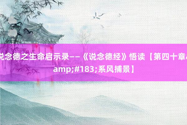 说念德之生命启示录——《说念德经》悟读【第四十章&#183;系风捕景】