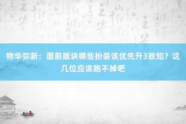 物华弥新：面前版块哪些扮装该优先升3致知？这几位应该跑不掉吧