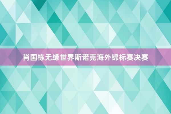 肖国栋无缘世界斯诺克海外锦标赛决赛