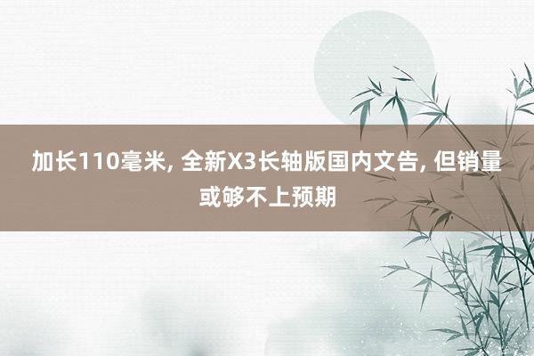 加长110毫米, 全新X3长轴版国内文告, 但销量或够不上预期